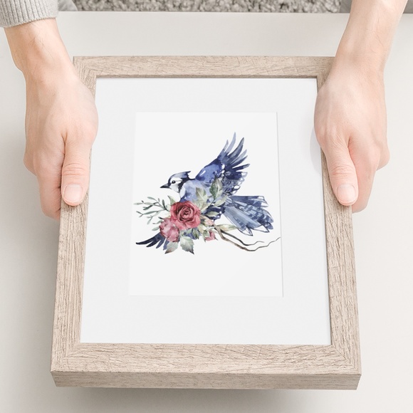 Watercolor Wall Art Blue Jay Illustration Print Poster Unframed - Picture 7 of 17